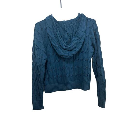 Anthropologie Women Blue Ellyn Saturday Sunday chunky Hooded Sweater Size Medium - Picture 4 of 6